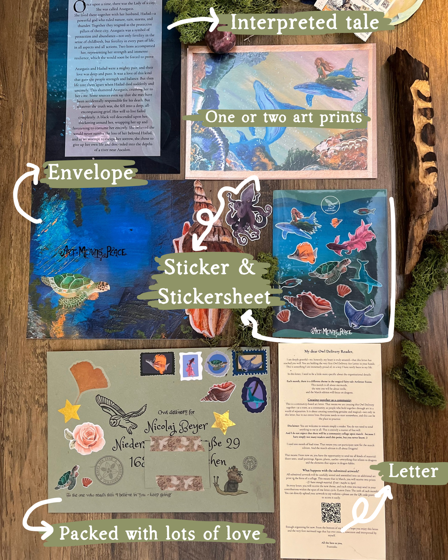 Past Edition: Mermaid - Owl Delivery - your monthly magical art letter - Artmeanspeace